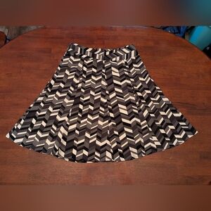 Cato Black and Cream Chevron A-Line Skirt